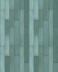 Distressed Wood Plank Teal Rug - Cutout View