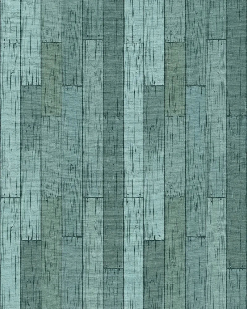 Distressed Wood Plank Teal Rug - Cutout View