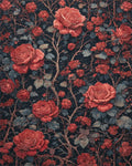 Dramatic Crimson Roses Dark Branches Rug - Cutout View