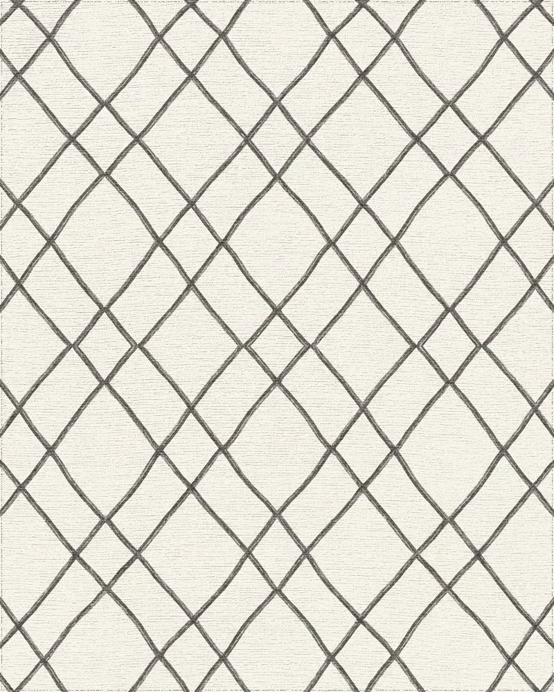Drawn Gray Diamond Quilted Rug - Cutout View