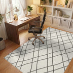 Drawn Gray Diamond Quilted Rug Office View
