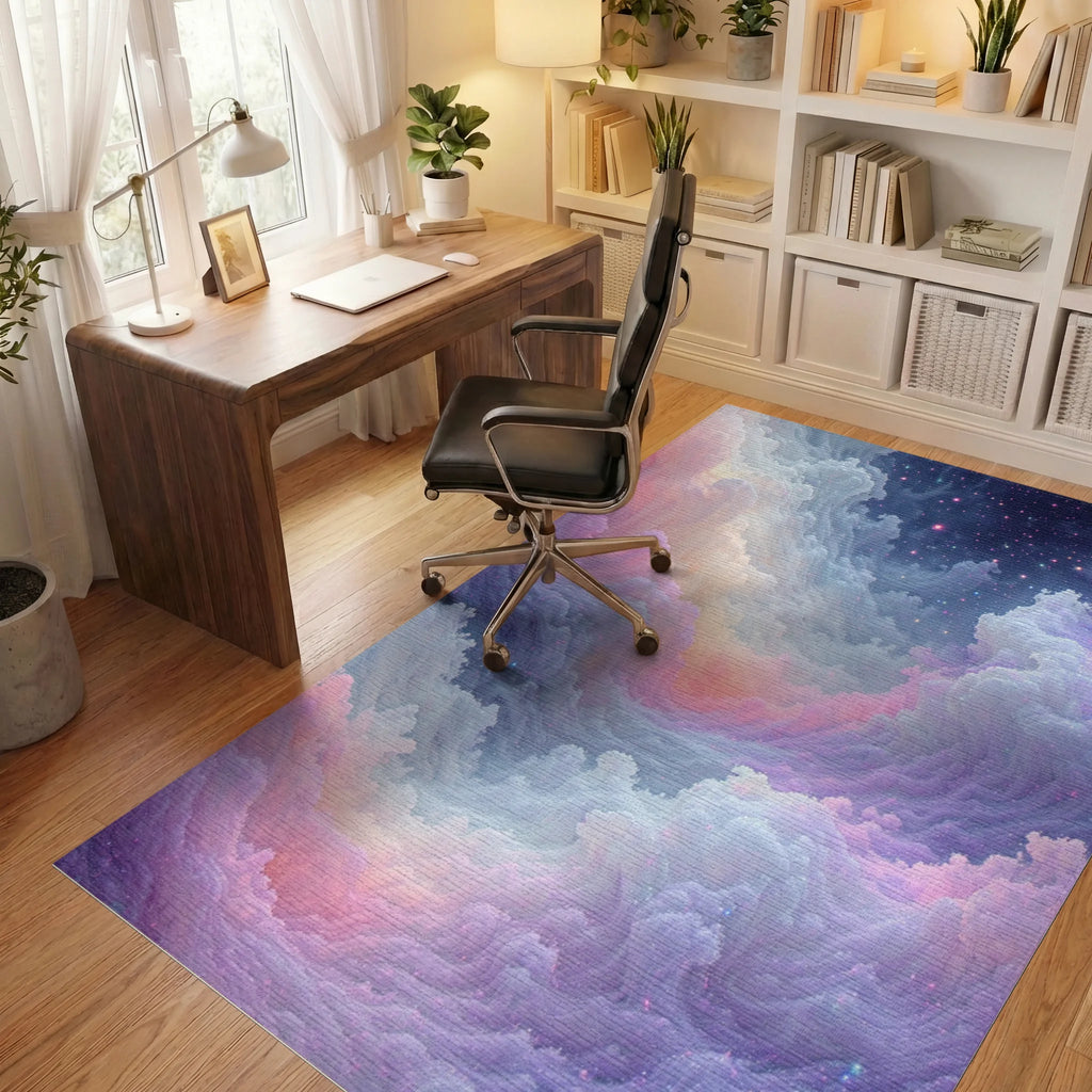 Dreamy Cloudscape Nebula Pattern Rug Office View