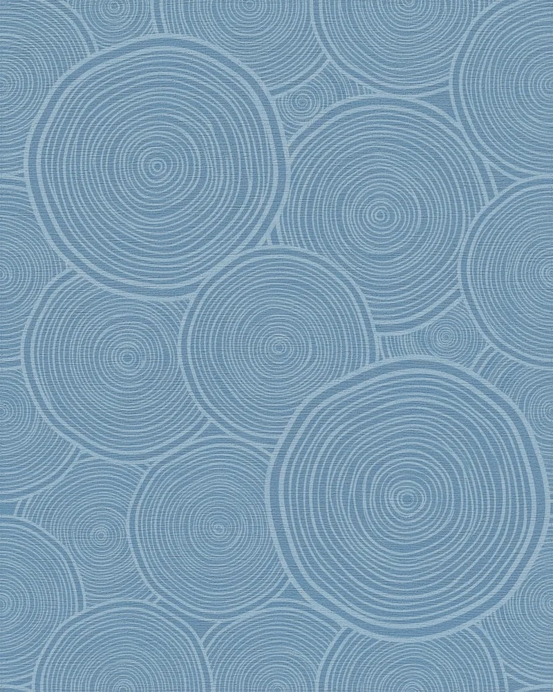 Dusty Blue Swirling Circles Rug - Cutout View