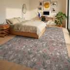 Dusty Rose Charming Wildflower Meadow Rug Bedroom View