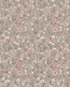 Dusty Rose Charming Wildflower Meadow Rug - Cutout View