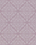 Dusty Rose Damask Scroll Rug - Cutout View