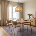 Dusty Rose Damask Scroll Rug Dining Room View
