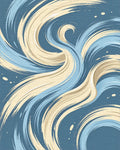 Dynamic Blue And Cream Swirl Abstract Rug - Cutout View