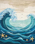 Dynamic Blue Ocean Waves Starfish Rug - Cutout View