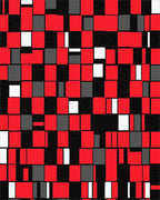 Dynamic Red Black White Geometric Pattern Rug - Cutout View