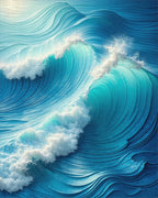 Dynamic Turquoise Crashing Waves Rug - Cutout View