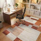 Earth Tone Geometric Brick Patchwork Rug Office View