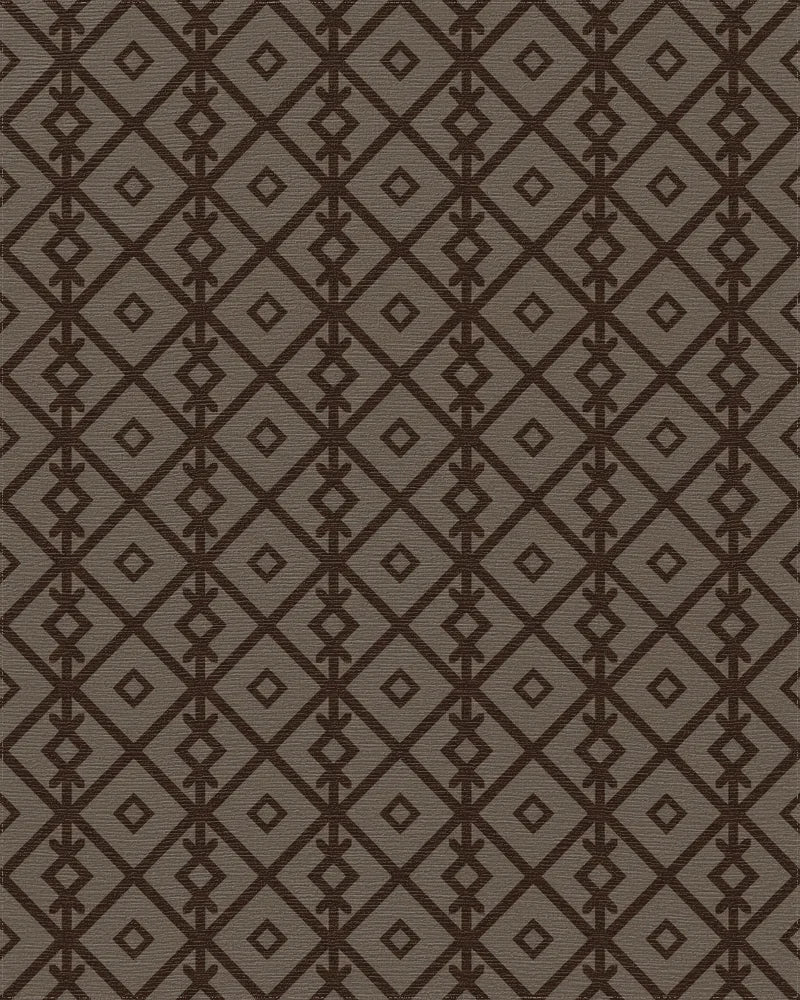 Earth Toned Geometric Diamond Rug - Cutout View