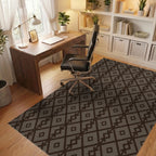 Earth Toned Geometric Diamond Rug Office View