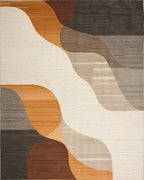 Earth Tones Abstract Wave Rug - Cutout View
