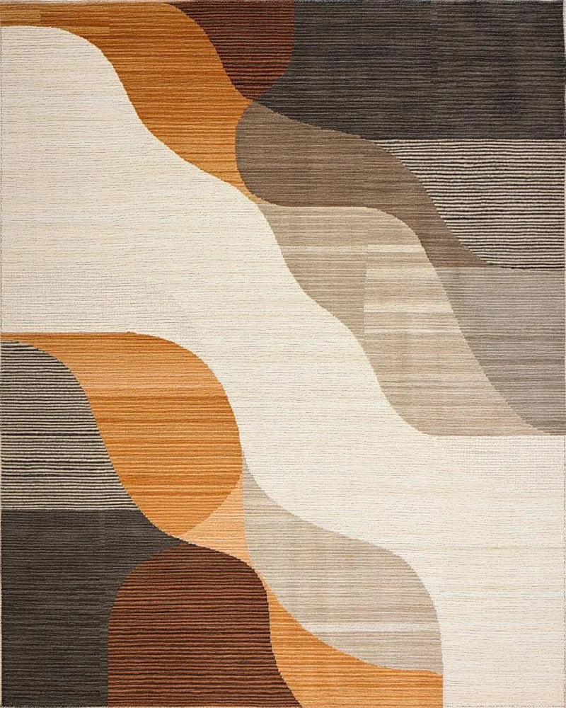 Earth Tones Abstract Wave Rug - Cutout View