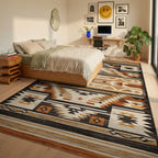 Earth Tones Geometric Southwestern Rug - Bedroom View