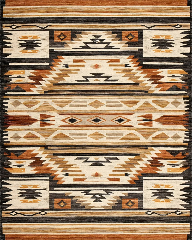 Earth Tones Geometric Southwestern Rug - Cutout View