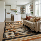 Earth Tones Geometric Southwestern Rug - Living Room View
