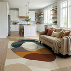 Earthy Abstract Organic Waves Rug Living Room View