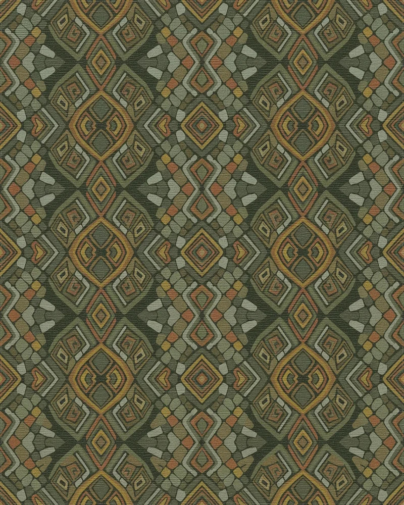 Earthy Abstract Tribal Diamond Rug - Cutout View
