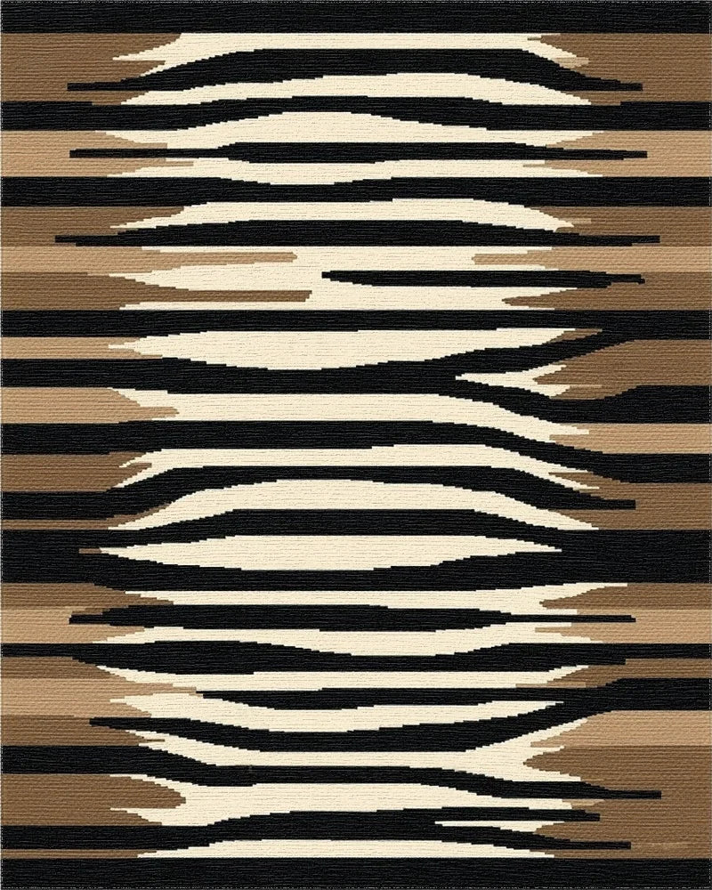 Earthy Abstract Zebra Stripe Rug - Cutout View