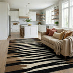 Earthy Abstract Zebra Stripe Rug - Living Room View