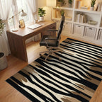 Earthy Abstract Zebra Stripe Rug - Office View