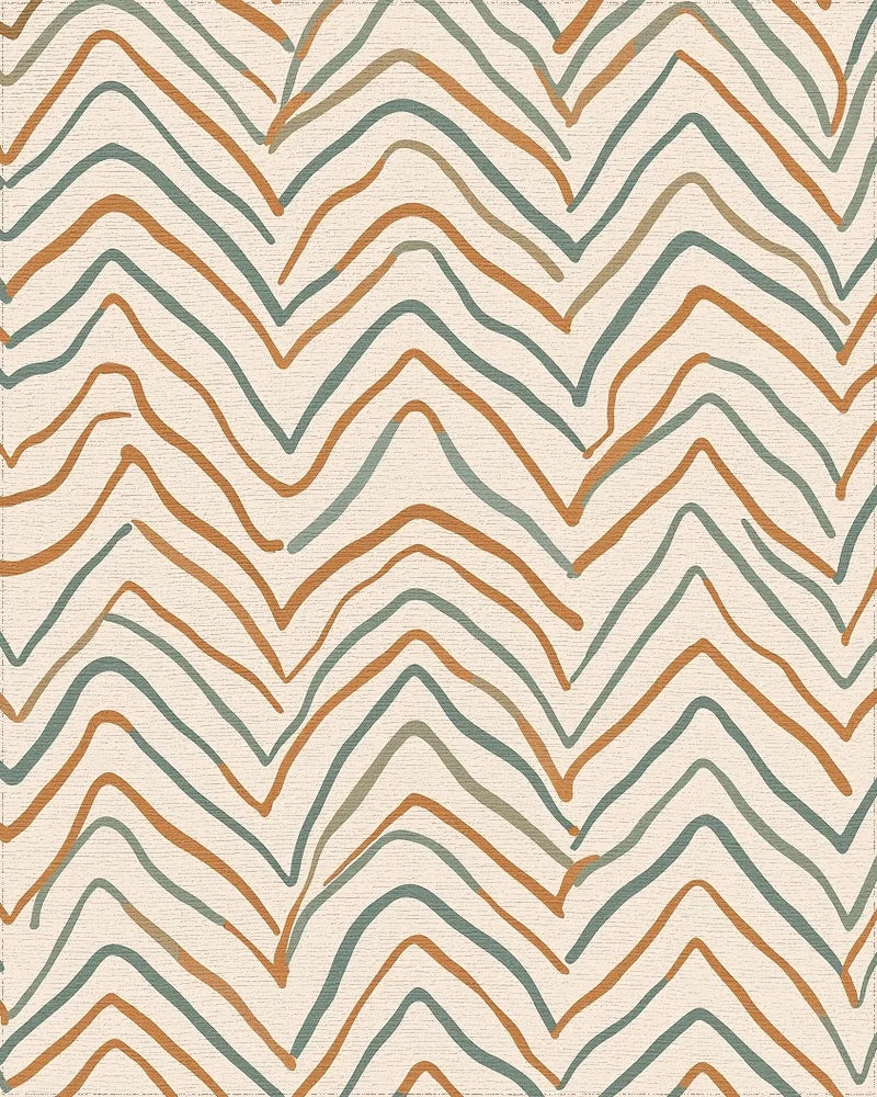Earthy Abstract Zigzag Lines Rug - Cutout View
