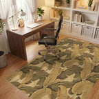 Earthy Banana Leaf Tropical Foliage Rug Office View