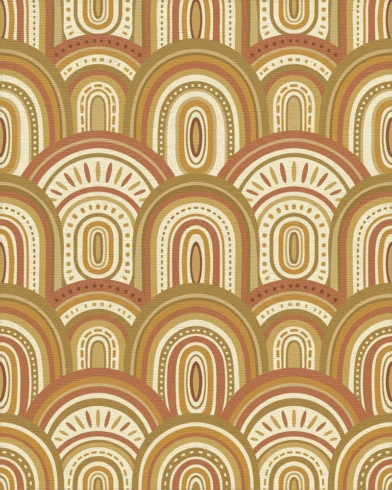 Earthy Boho Rainbow Arch Rug - Cutout View