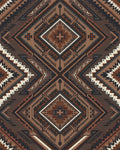 Earthy Brown Geometric Diamond Medallion Rug - Cutout View