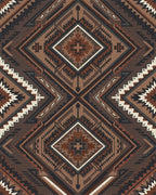 Earthy Brown Geometric Diamond Medallion Rug - Cutout View