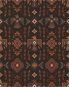 Earthy Brown Thunderbird Geometric Rug - Cutout View