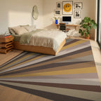 Earthy Burst Abstract Sunbeam Rug Bedroom View