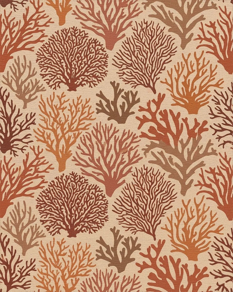 Earthy Coral Branches Repeating Pattern Rug - Cutout View