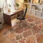 Earthy Coral Branches Repeating Pattern Rug Office View