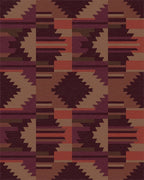 Earthy Crimson Chevron Block Rug - Cutout View