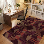 Earthy Crimson Chevron Block Rug Office View