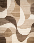 Earthy Curves Abstract Geometric Rug - Cutout View