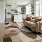 Earthy Curves Abstract Geometric Rug - Living Room View