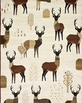 Earthy Deer Woodland Forestscape Rug - Cutout View