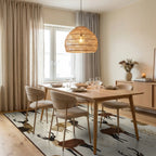 Earthy Deer Woodland Forestscape Rug - Dining Room View