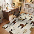 Earthy Deer Woodland Forestscape Rug - Office View