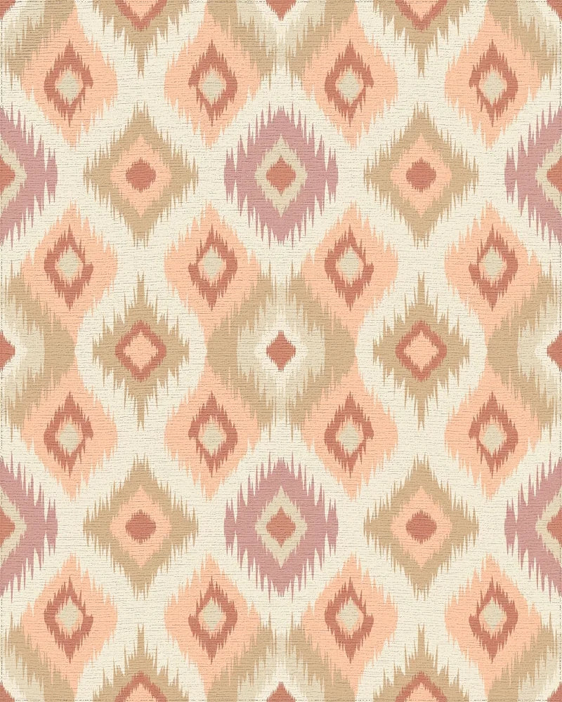 Earthy Diamond Ikat Textile Rug - Cutout View