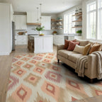 Earthy Diamond Ikat Textile Rug Living Room View