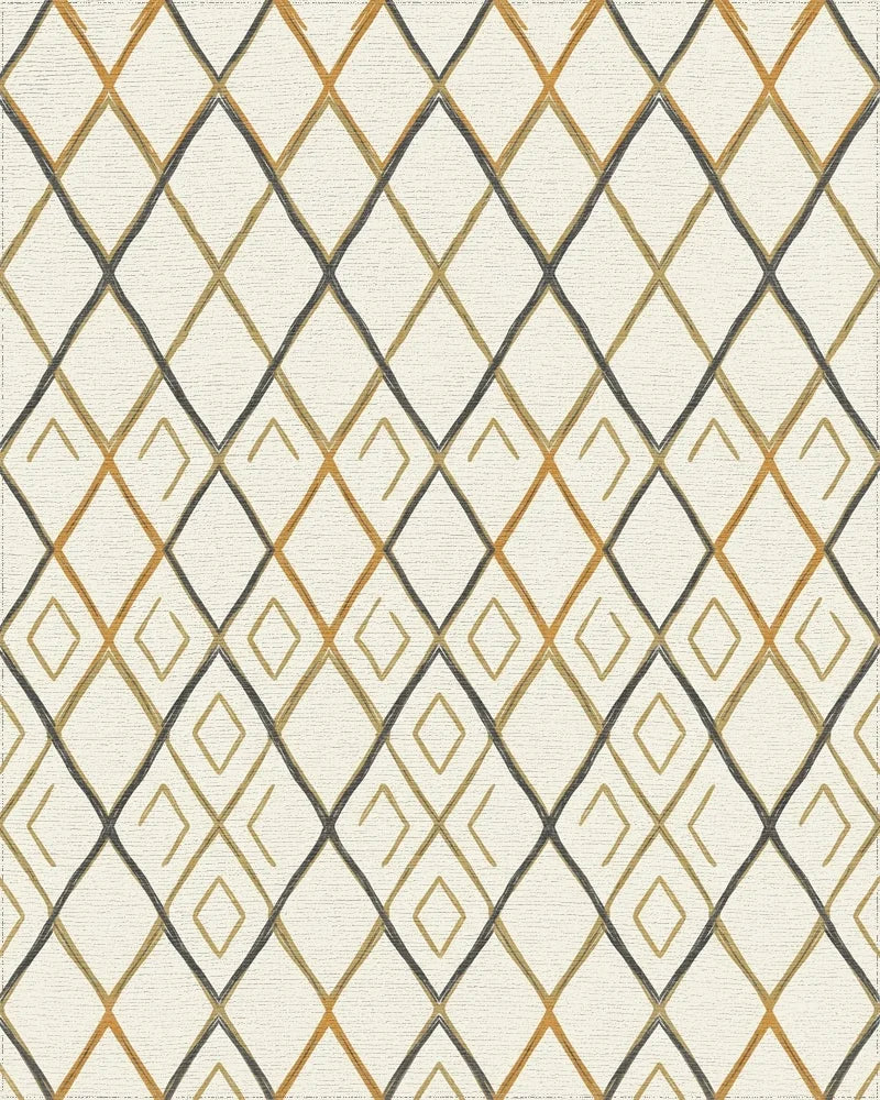 Earthy Diamond Lattice Rug - Cutout View