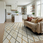 Earthy Diamond Lattice Rug Living Room View