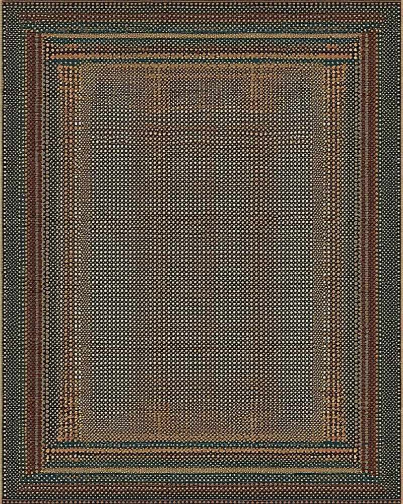 Earthy Dotted Geometric Border Rug - Cutout View