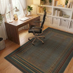Earthy Dotted Geometric Border Rug - Office View